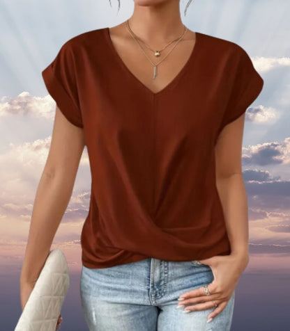 Ariane | Chemise douce à col en V et à manches courtes