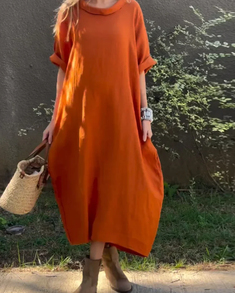 NEREAM - Casual cotton and linen dress KAL4854
