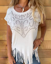 MASOVA - Studded Fringe T-Shirt