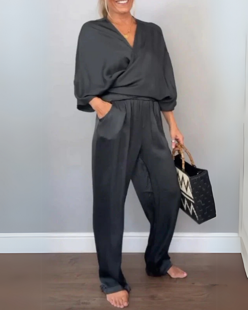 PAULA - WRAP TOP AND PANTS SET