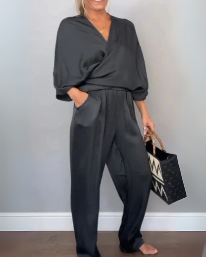 PAULA - WRAP TOP AND PANTS SET