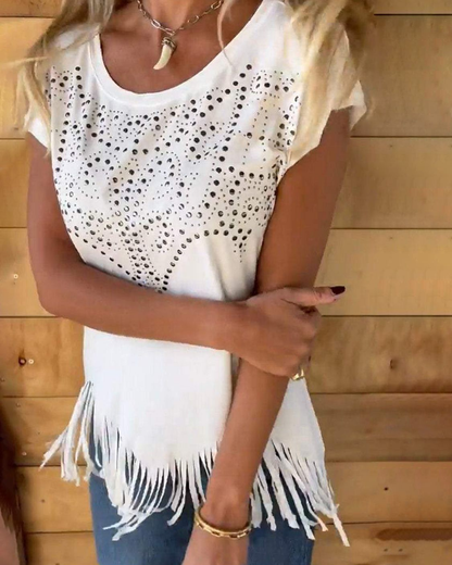 MASOVA - Studded Fringe T-Shirt