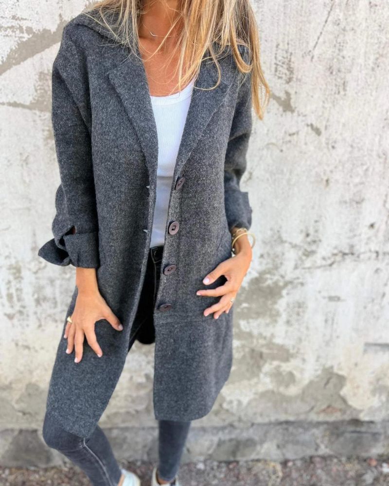 MAILA - Casual long coat with lapels VEV36134