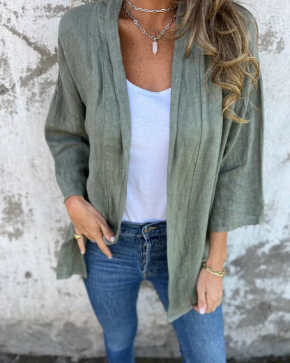 SERANE - COTTON AND LINEN THIN CARDIGAN