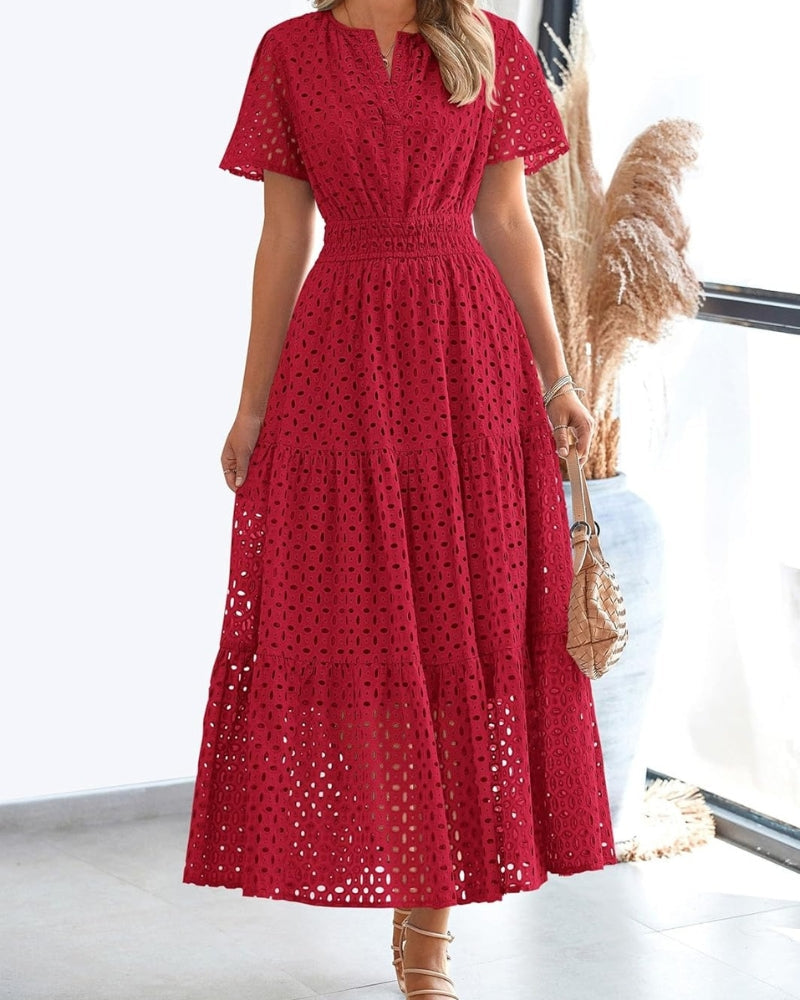 LINARS - Eyelet Elegance Dress