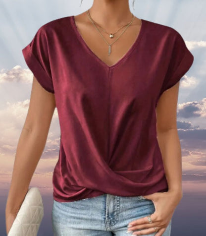 Ariane | Chemise douce à col en V et à manches courtes