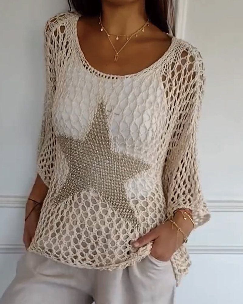 SALOE - Chic Crochet Knit Top