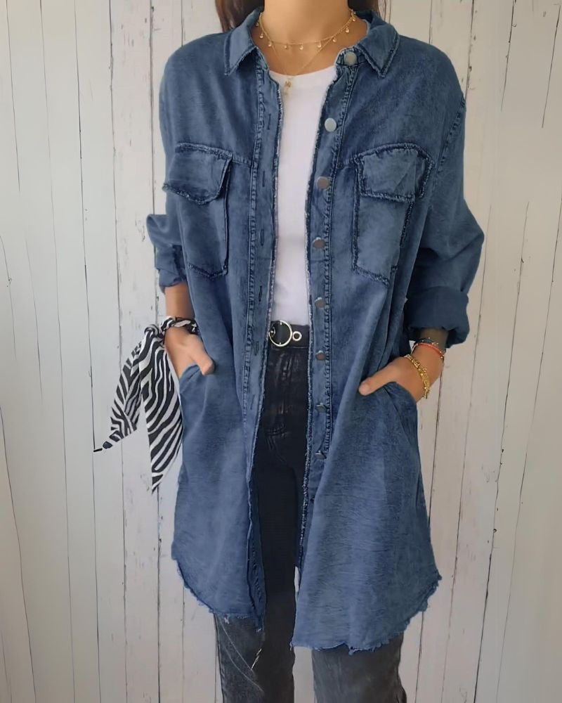 ELSSIA - Comfortable denim shirt jacket #VEV32029