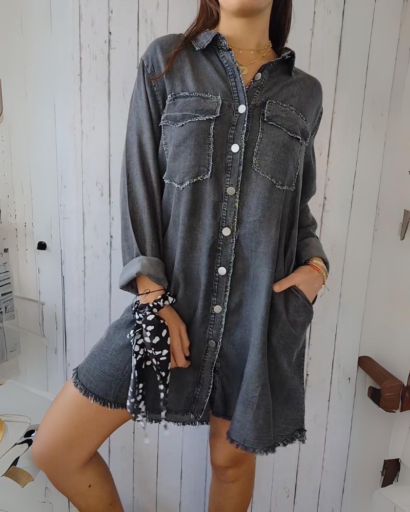 ELSSIA - Comfortable denim shirt jacket #VEV32029