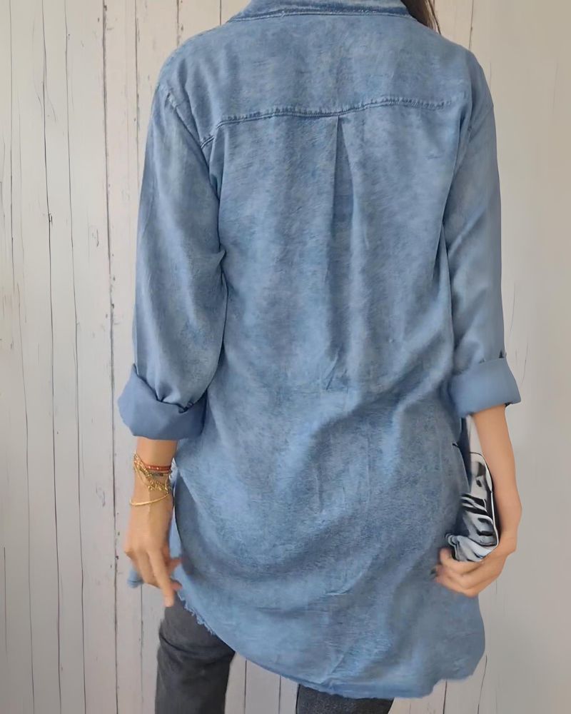 ELSSIA - Comfortable denim shirt jacket #VEV32029