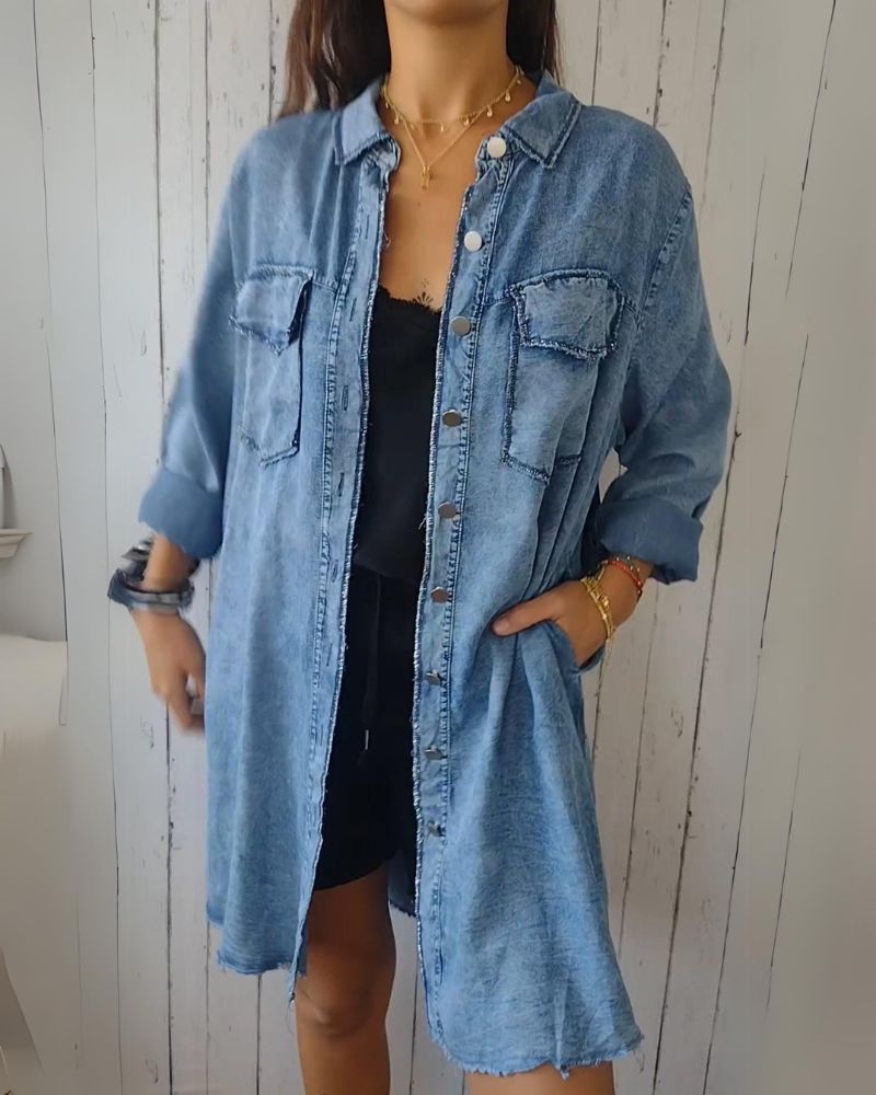 ELSSIA - Comfortable denim shirt jacket #VEV32029