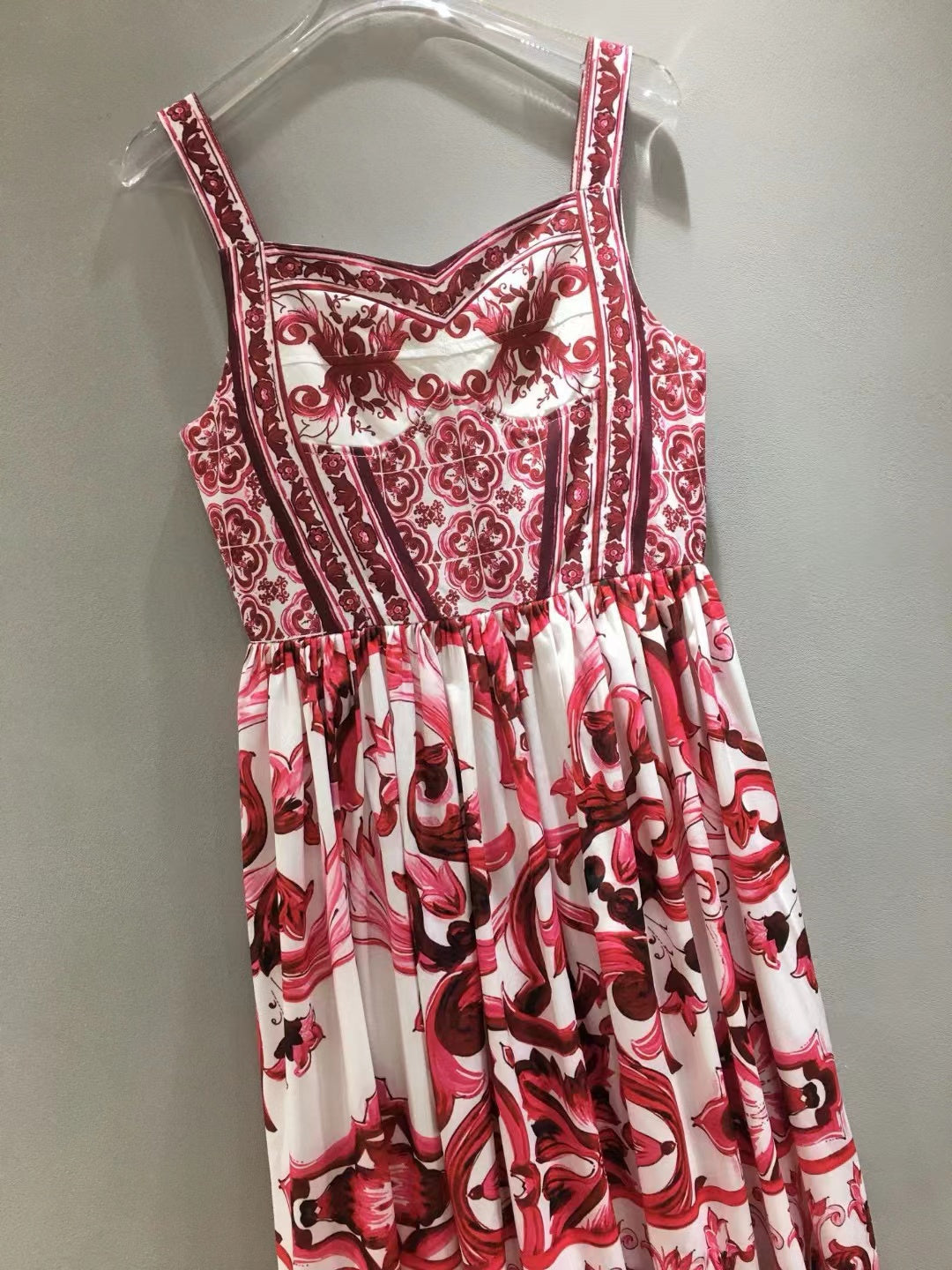 Dolce & Gabbana Print Dress Pink White Cotton