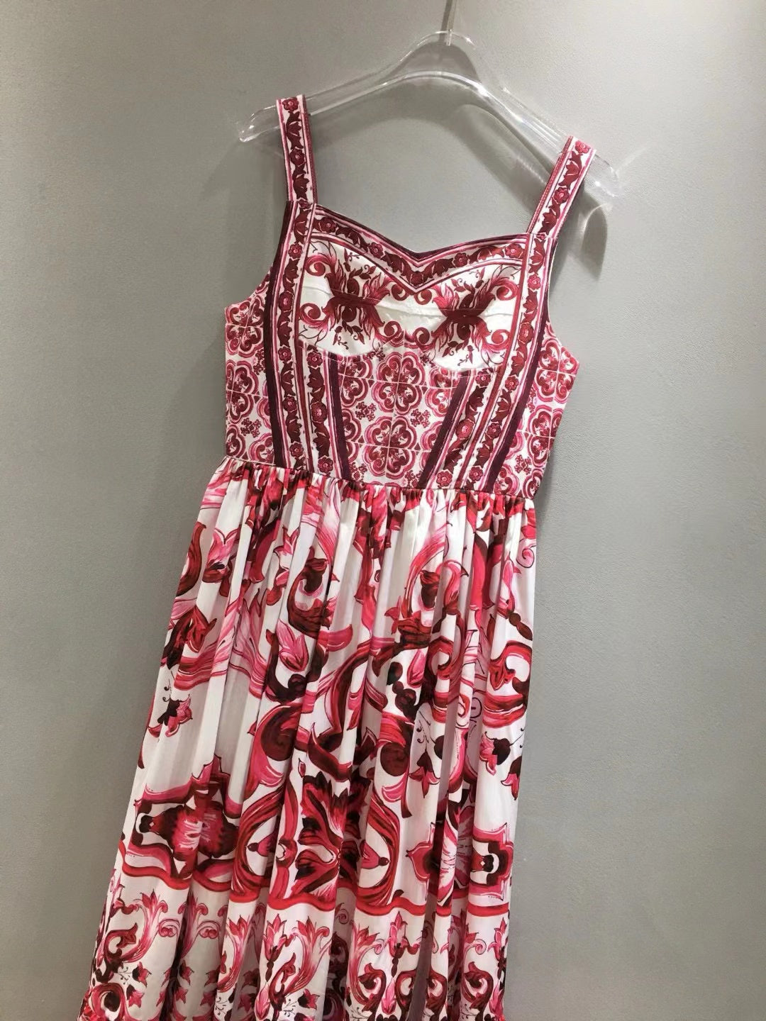 Dolce & Gabbana Print Dress Pink White Cotton