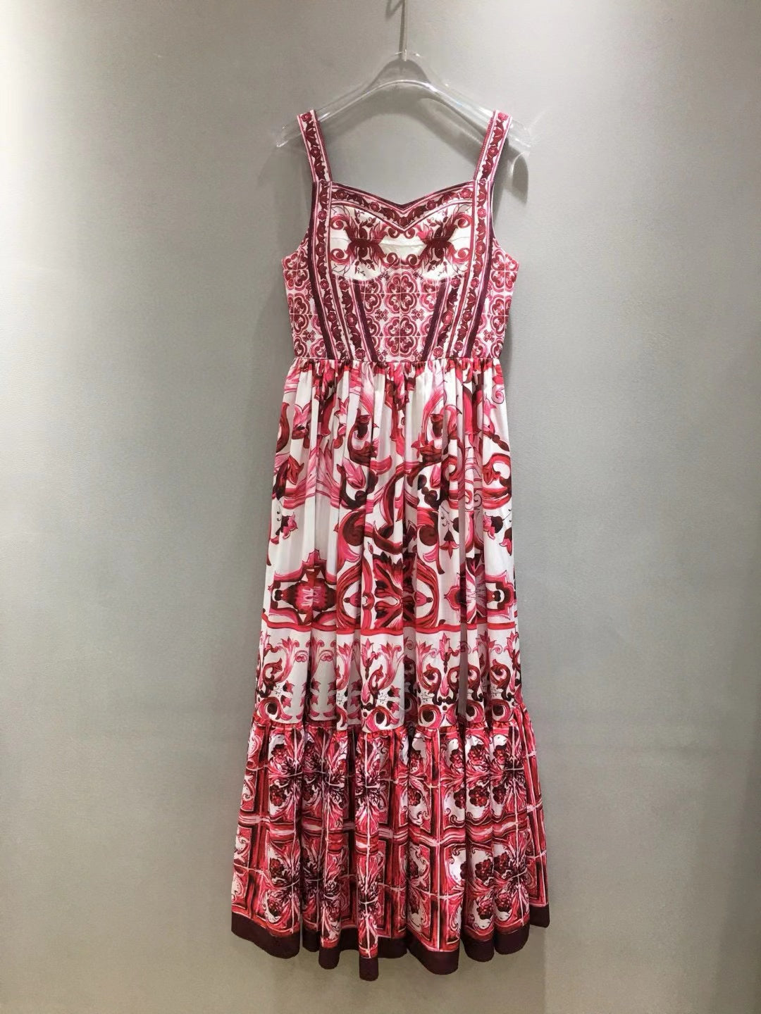 Dolce & Gabbana Print Dress Pink White Cotton