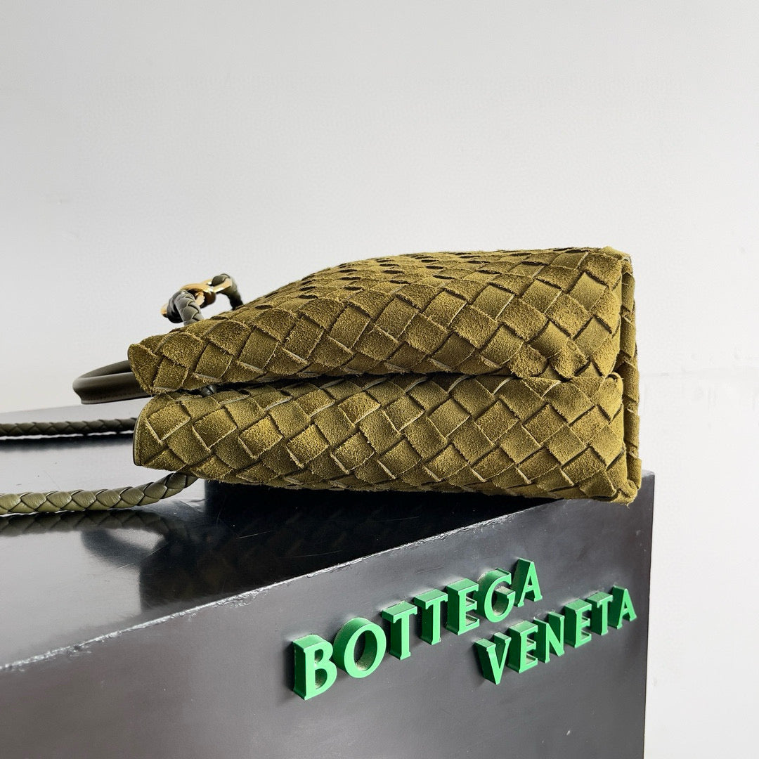 BV Andiamo Bag 32cm Olive Green Suede Leather