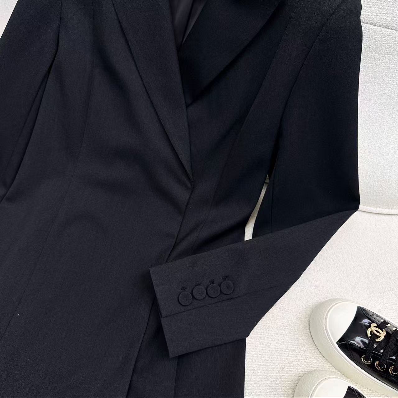 Fendi 25 Long Suit Coat Black Polyester