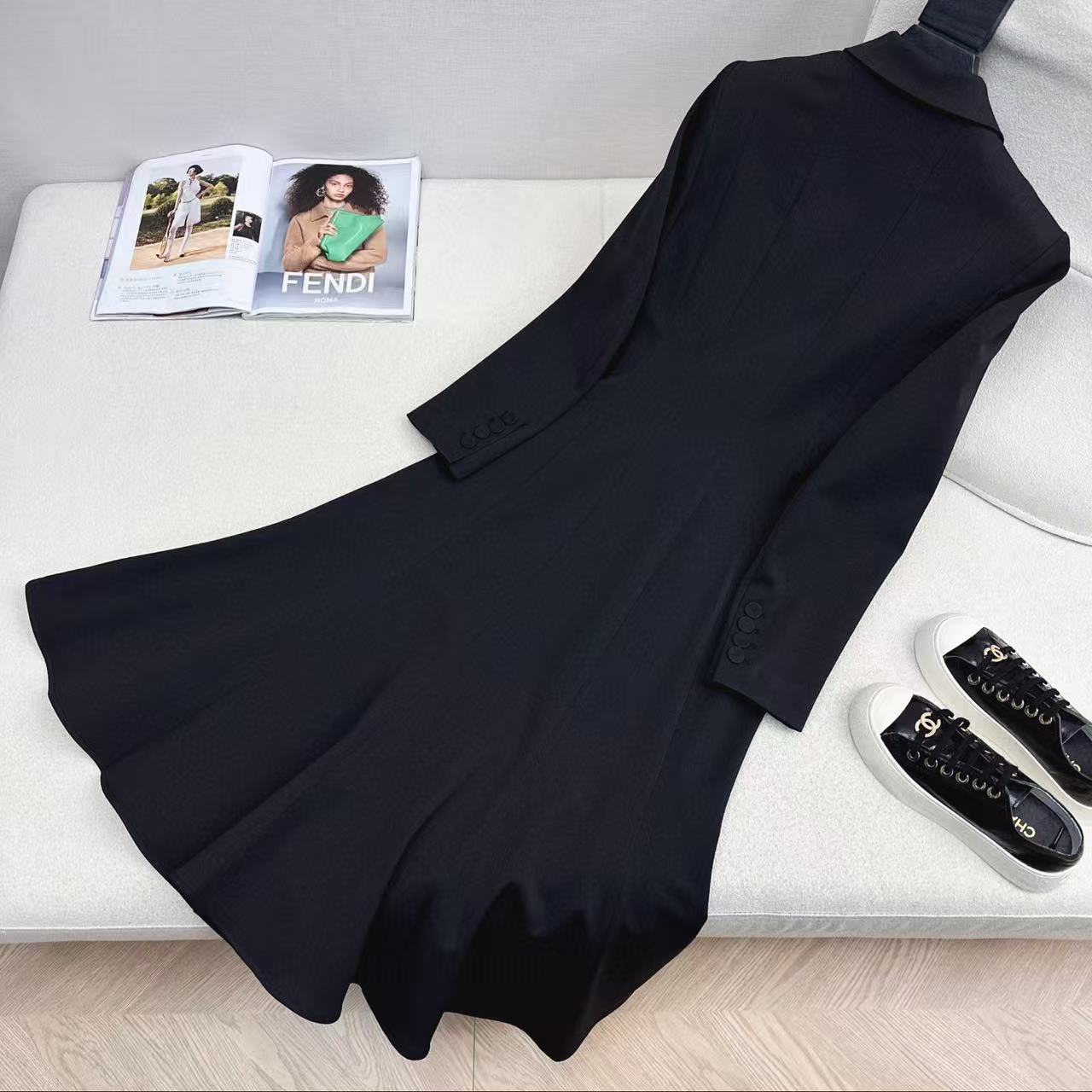 Fendi 25 Long Suit Coat Black Polyester