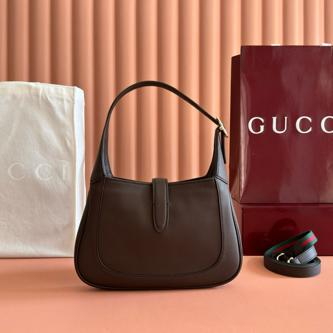 Gucci 25 Jackie Bag Dark Brown Grain Leather