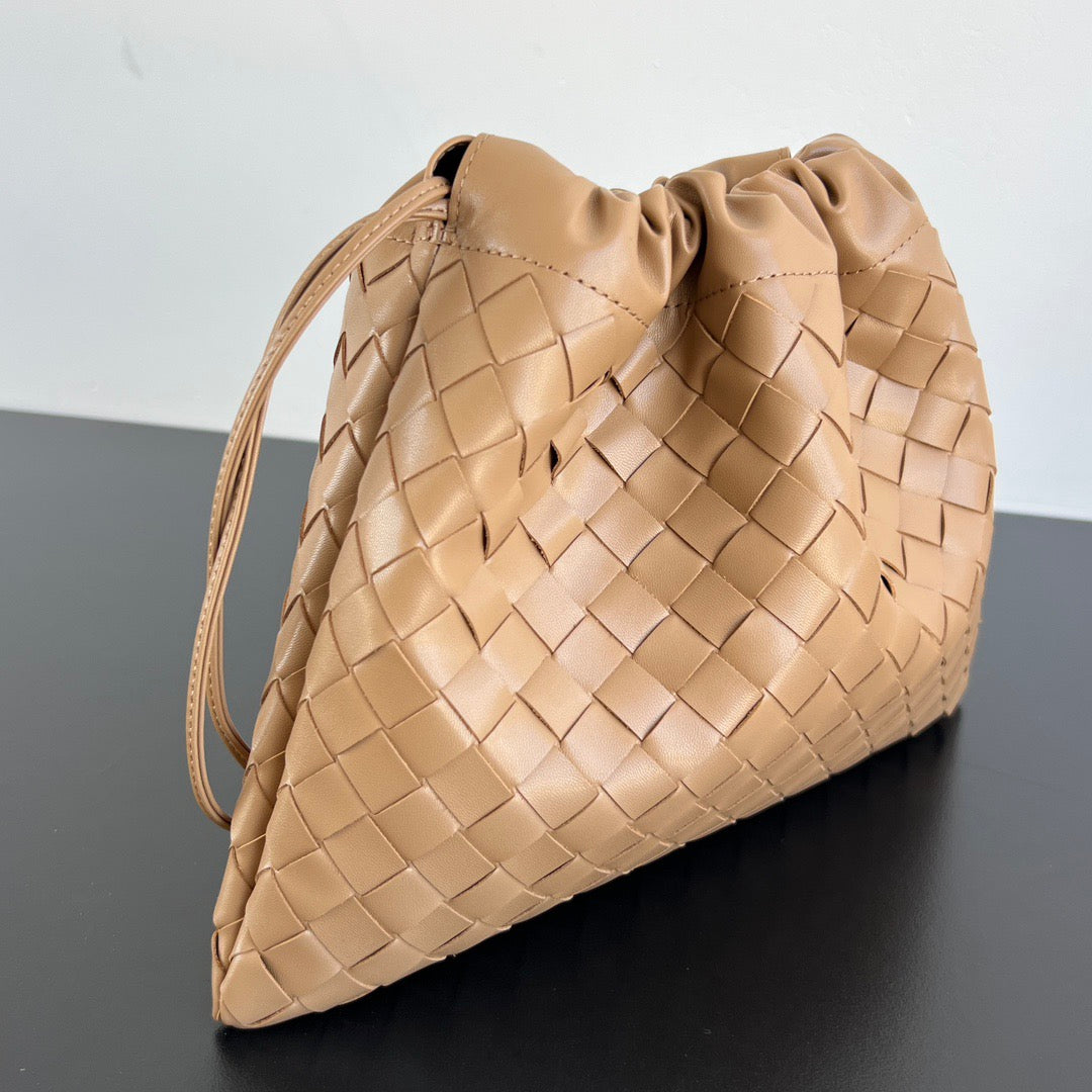 Bottega Veneta 2025 Dustbag Clutch Bag Pale Brown Calfskin