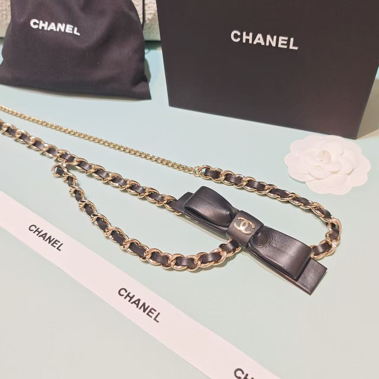 Chanel 2025 Chain Belt Black mix Gold Metal Calfskin