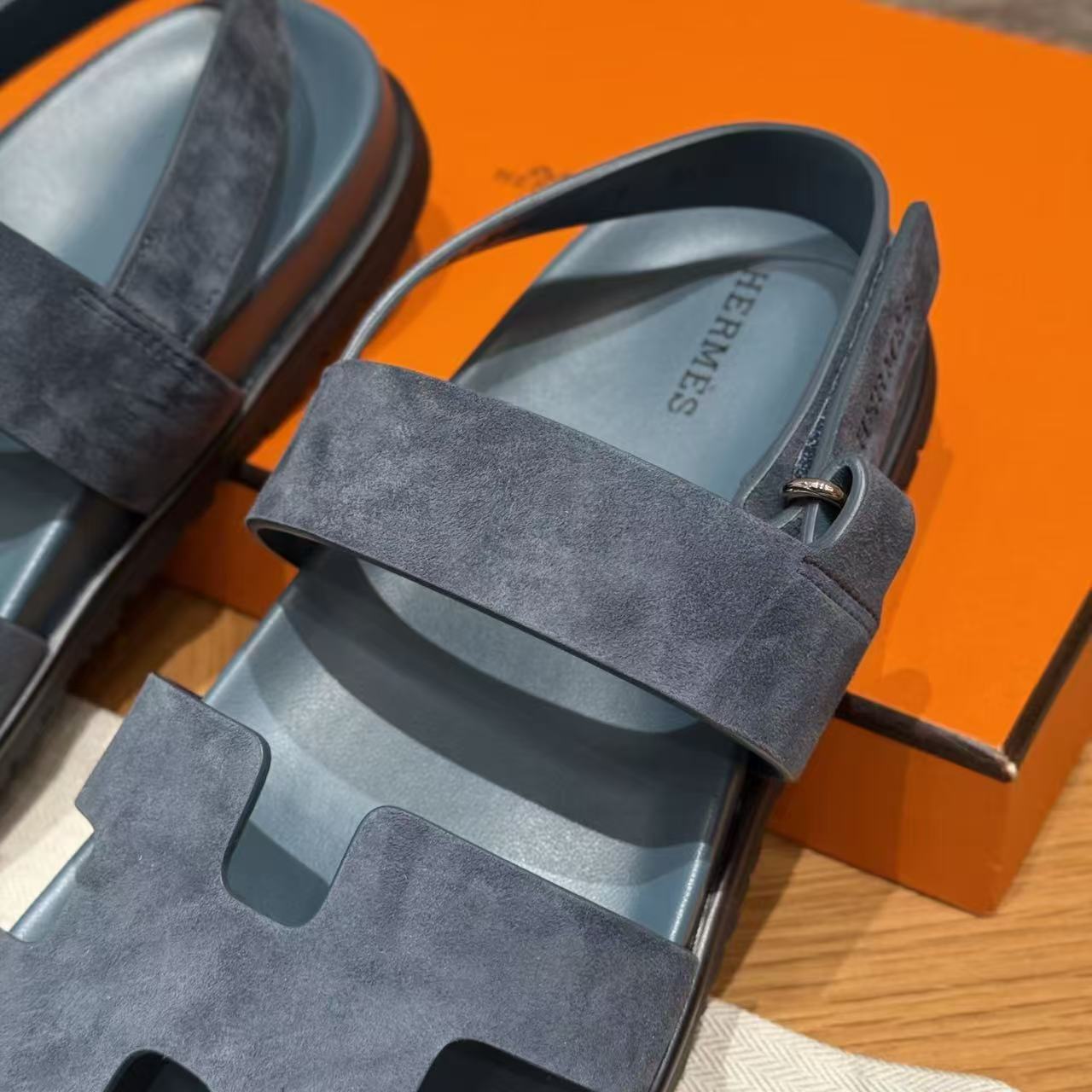 Hermes 2026 Genius Sandal Purplish Blue Suede