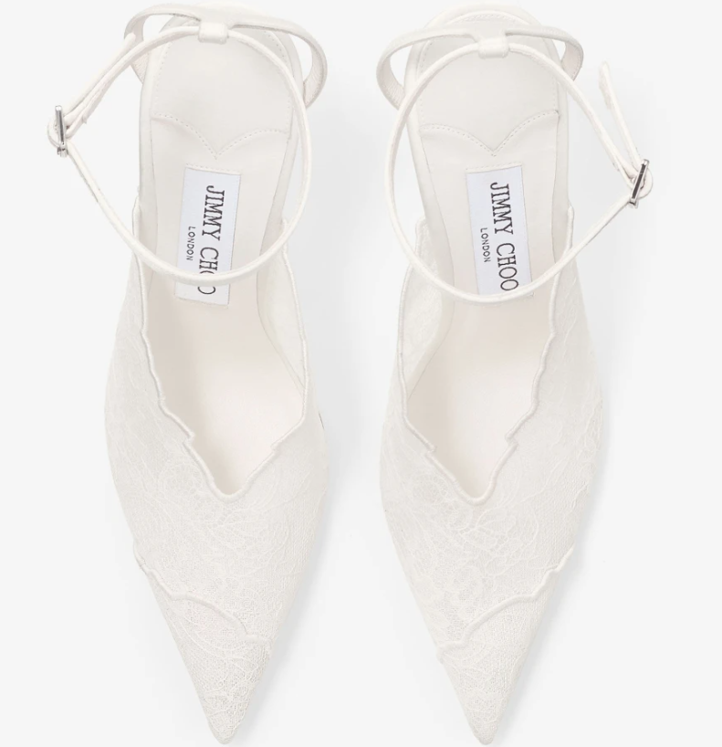 Jimmy Choo 2026 Faiz 100 Pump White Lace Leather