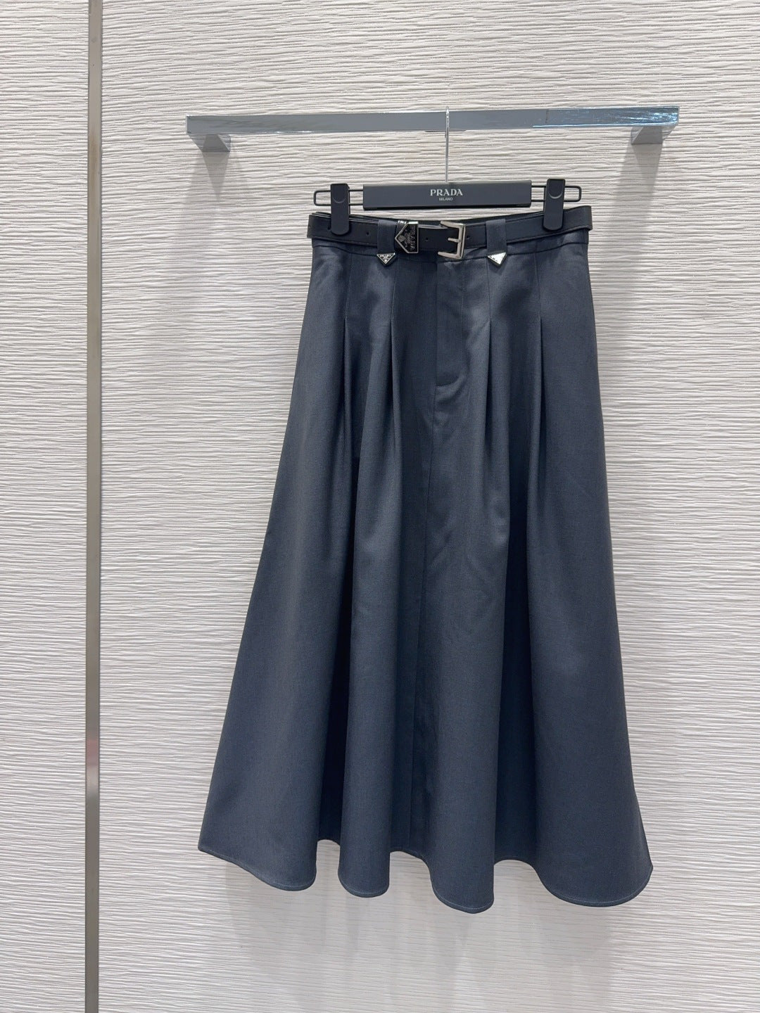 Prada 2026 Midi Skirt Black and Gray Polyester 131890