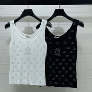 Chanel 2026 Heavy-duty Rhinestone Knit Vest Wool Cashmere Tencel 375038