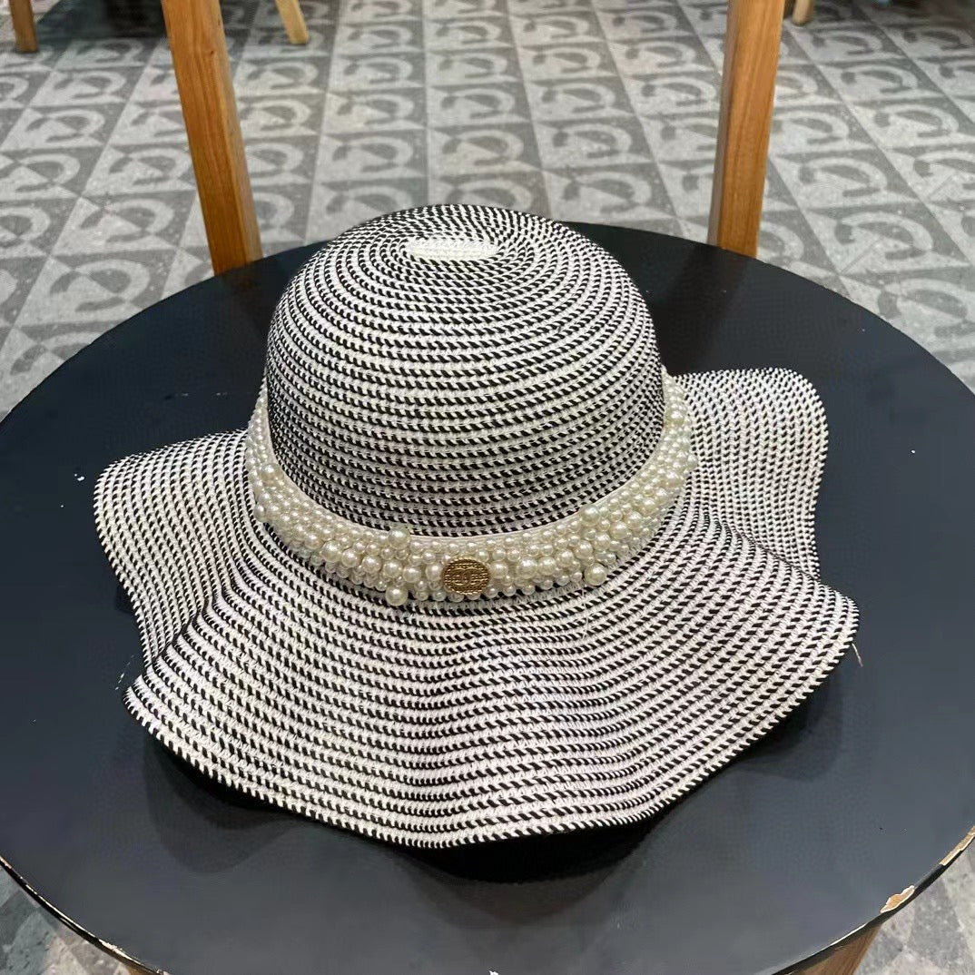 Chanel Straw Beach Hat With A Pearl Band 219073