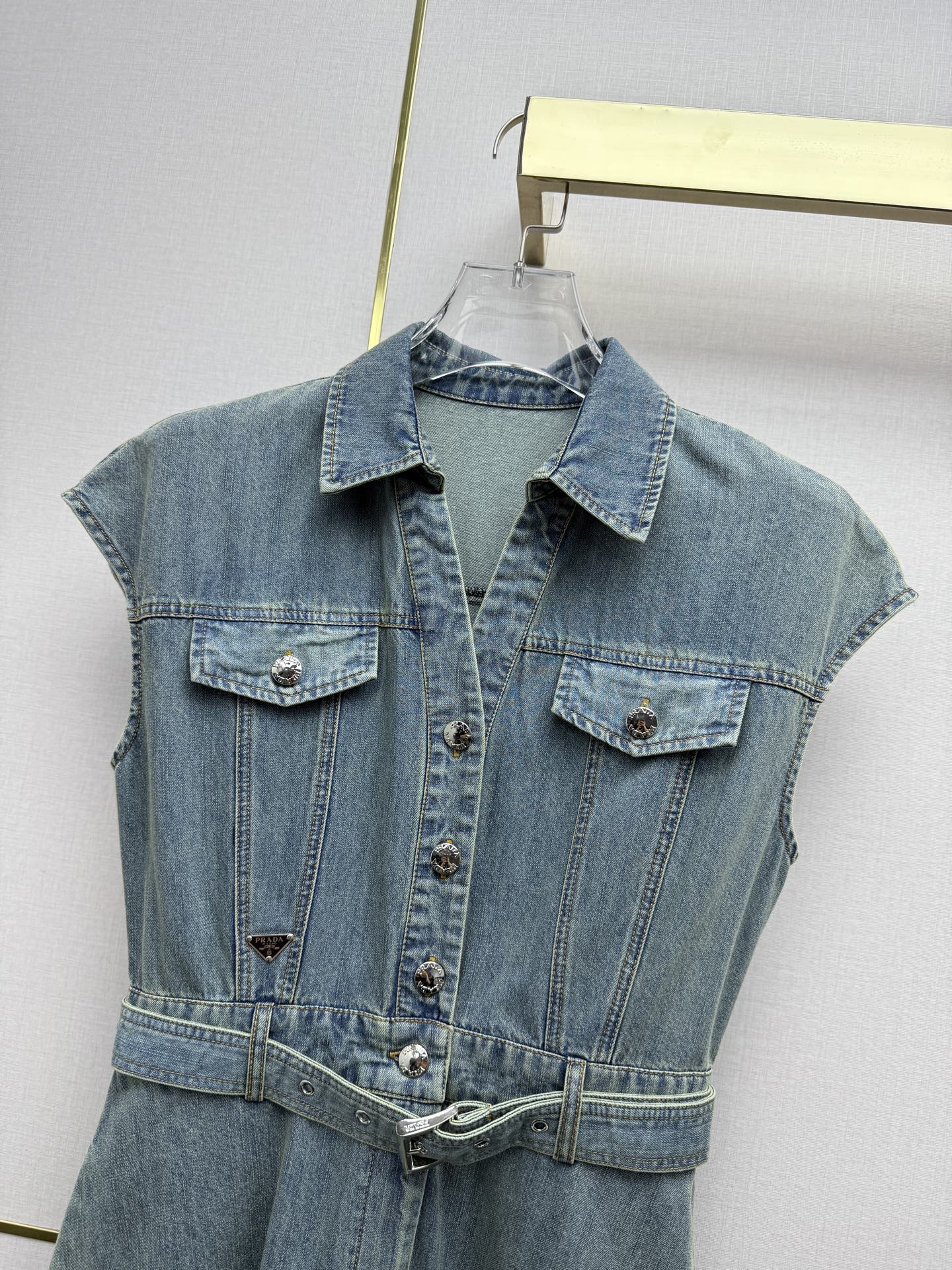 Prada 2026 Denim Dress Blue and Navy Blue Cotton 354716
