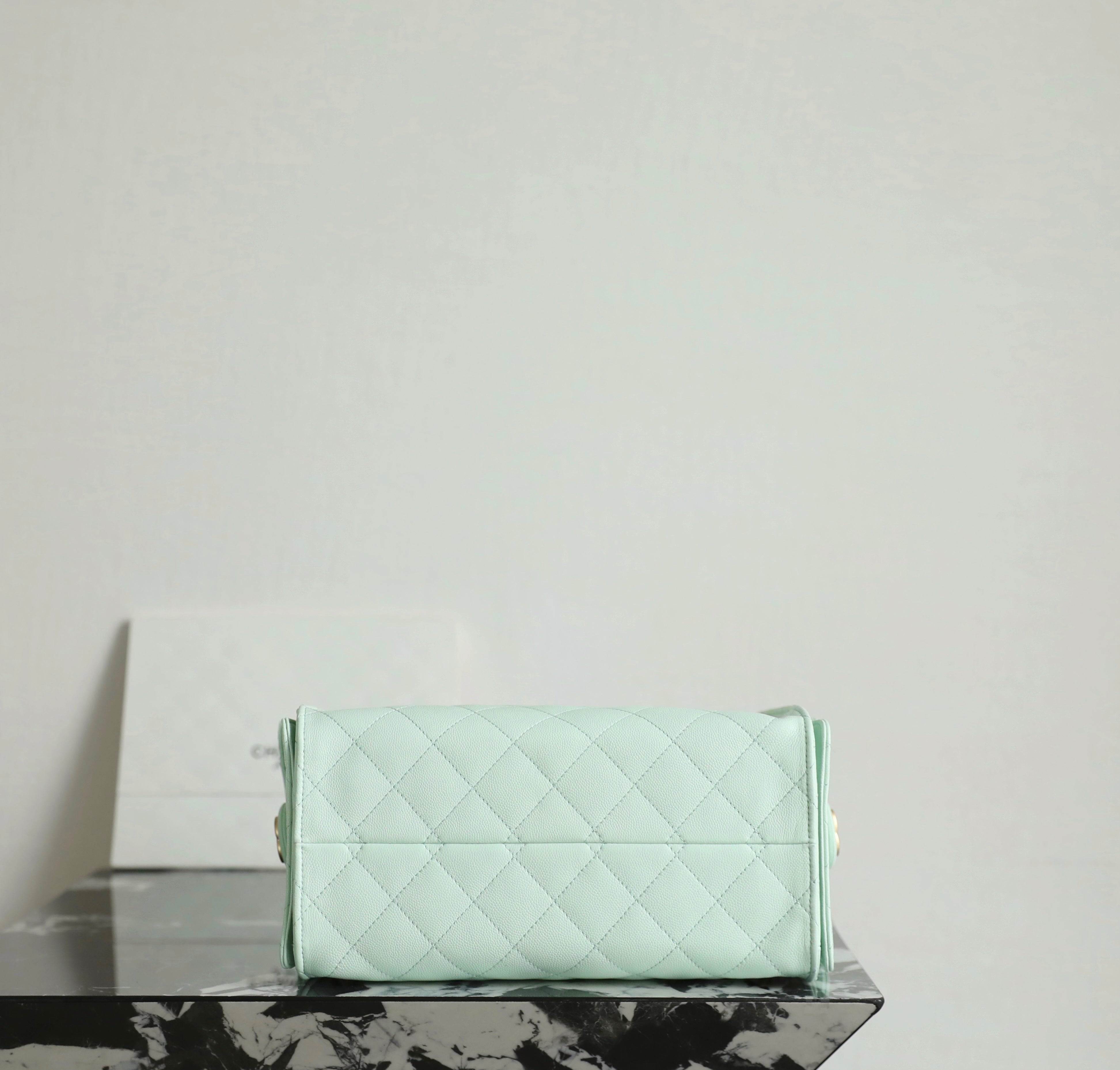 Chanel 2025 Hobo Bag 30cm Light Green Caviar Leather 338737