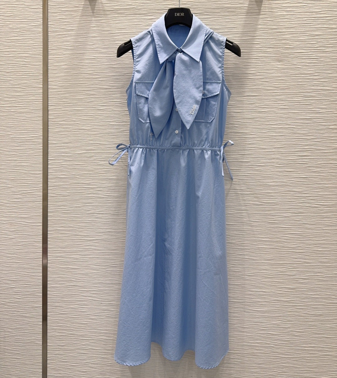 Dior 2026 Bow Vest Dress Blue Polyester Cotton 392143