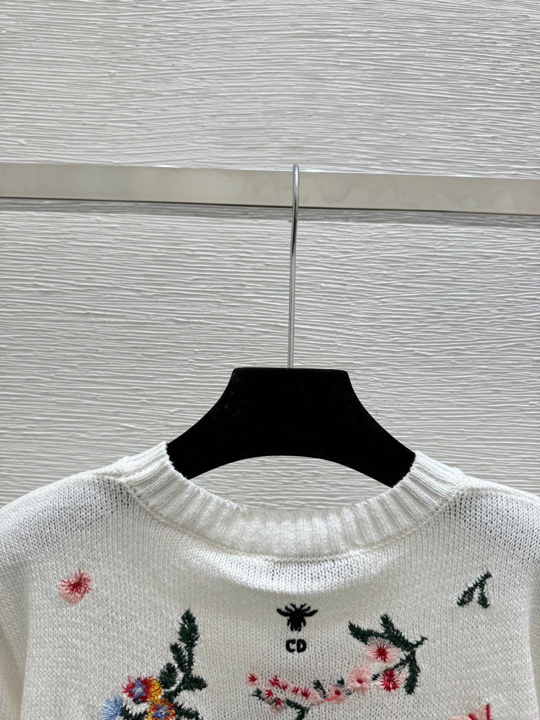 Dior 2026 Floral Crew Neck Knitted Short-Sleeve White Multicolor Wool 136079