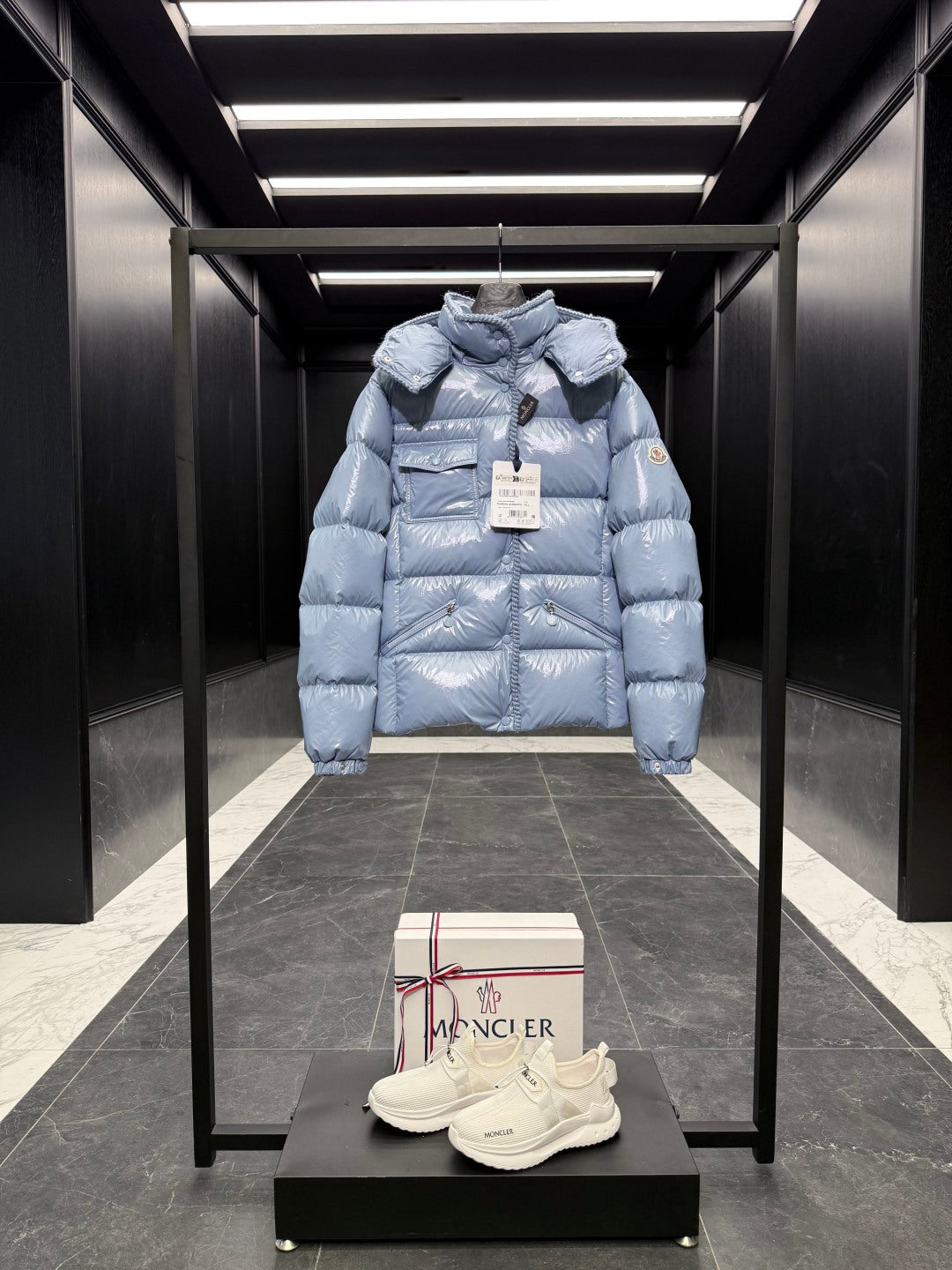 MC 25 Down Jacket Glossy Blue Grey Polyester 0015