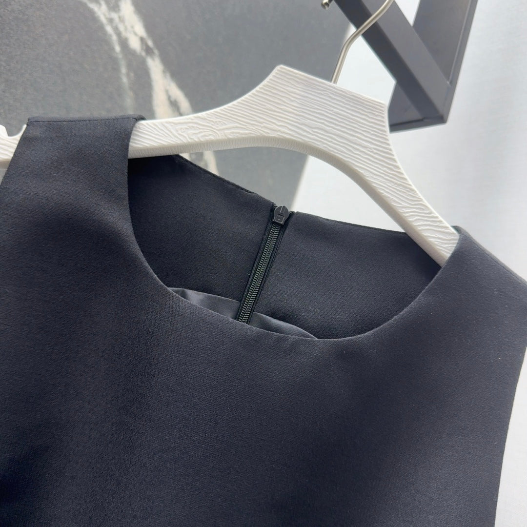 CD 25 Bow Sleeveless Mini Dress Black Satin