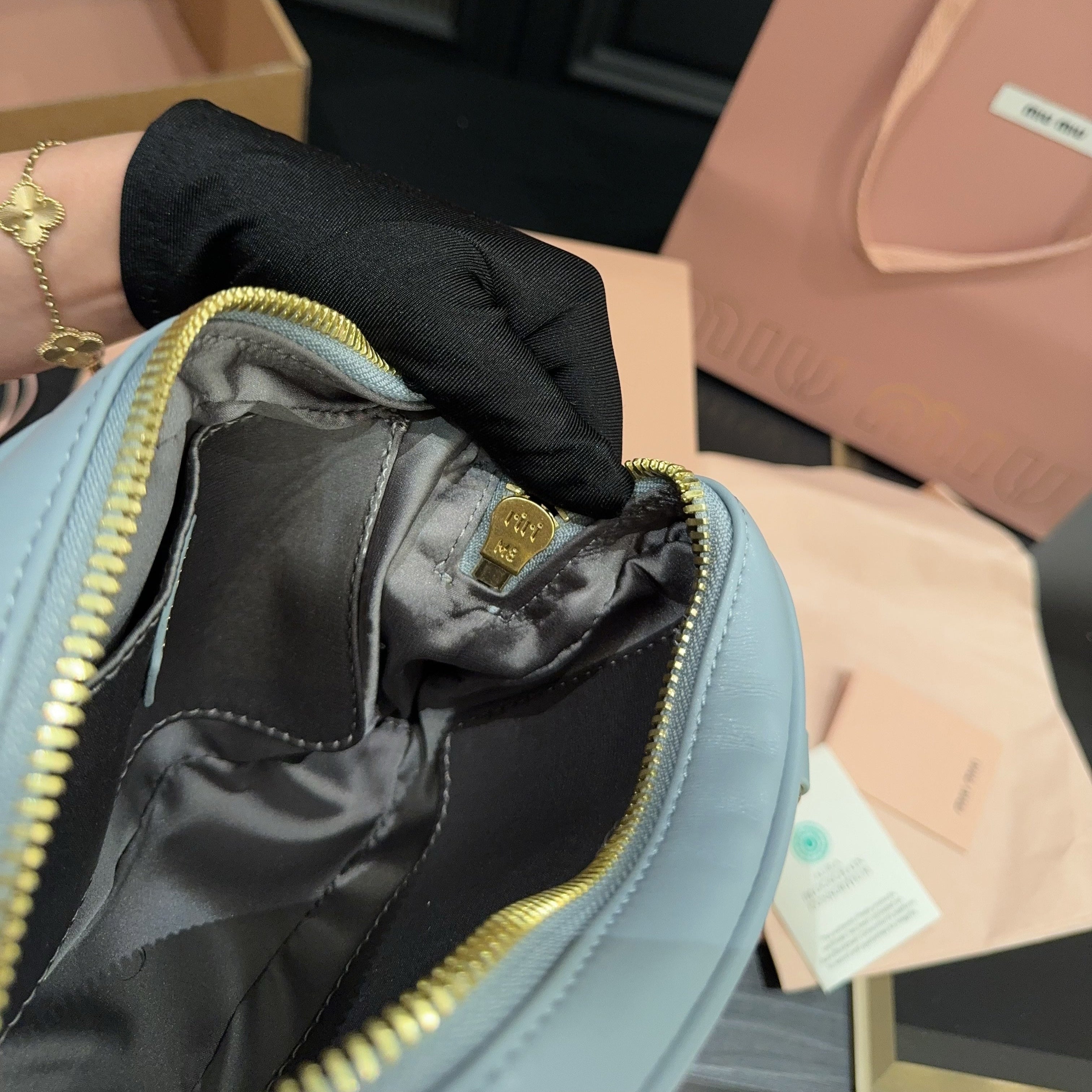 ARCADIE MATELASSÃ‰ BAG 20 IN GREY LAMBSKIN GOLD HARDWARE