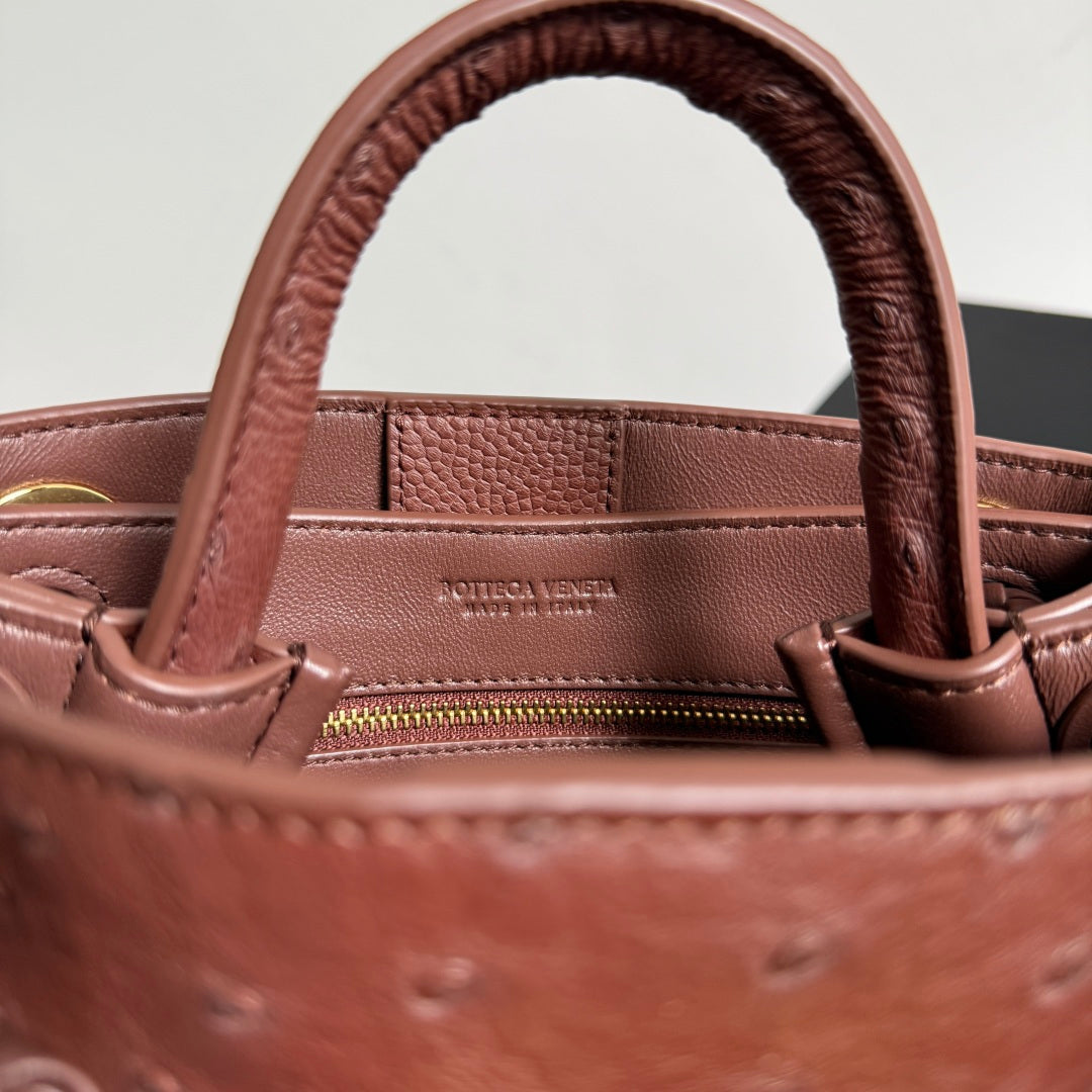 Bottega Veneta 2026 Andiamo Bag 20.5cm Sapele Ostrich Leather