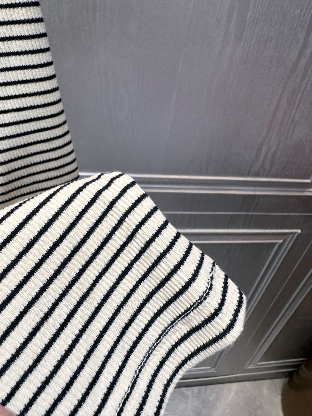 Celine 25  Striped Knitted Long-sleeved T-shirt White Black Cotton