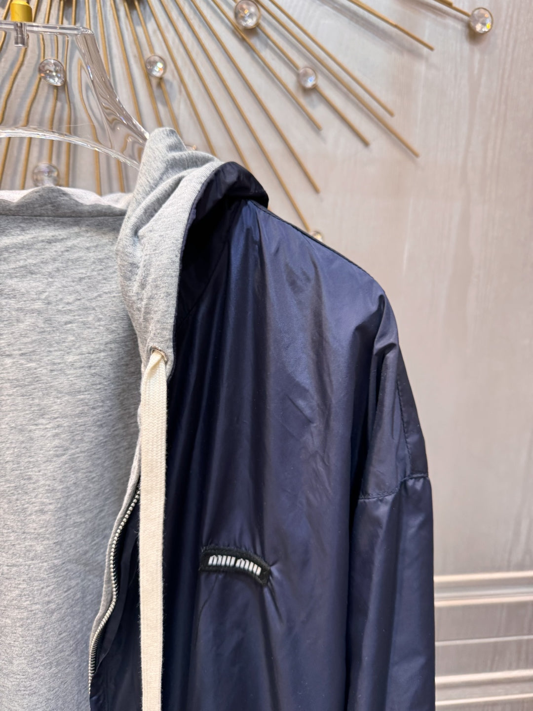 Miu Miu 25 Jacket Navy Blue Gray Cotton