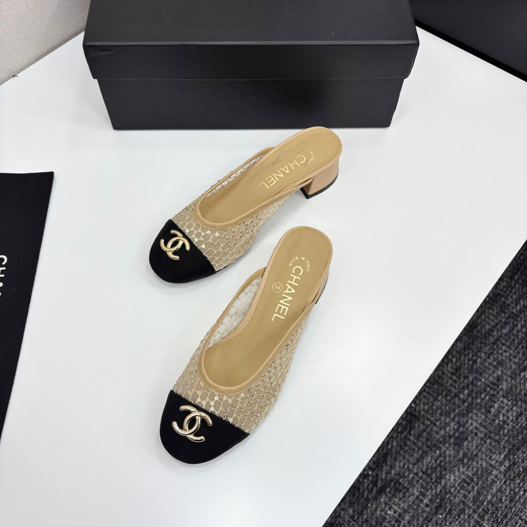 CC 25 Mule Heel Mesh and Tweed 270797