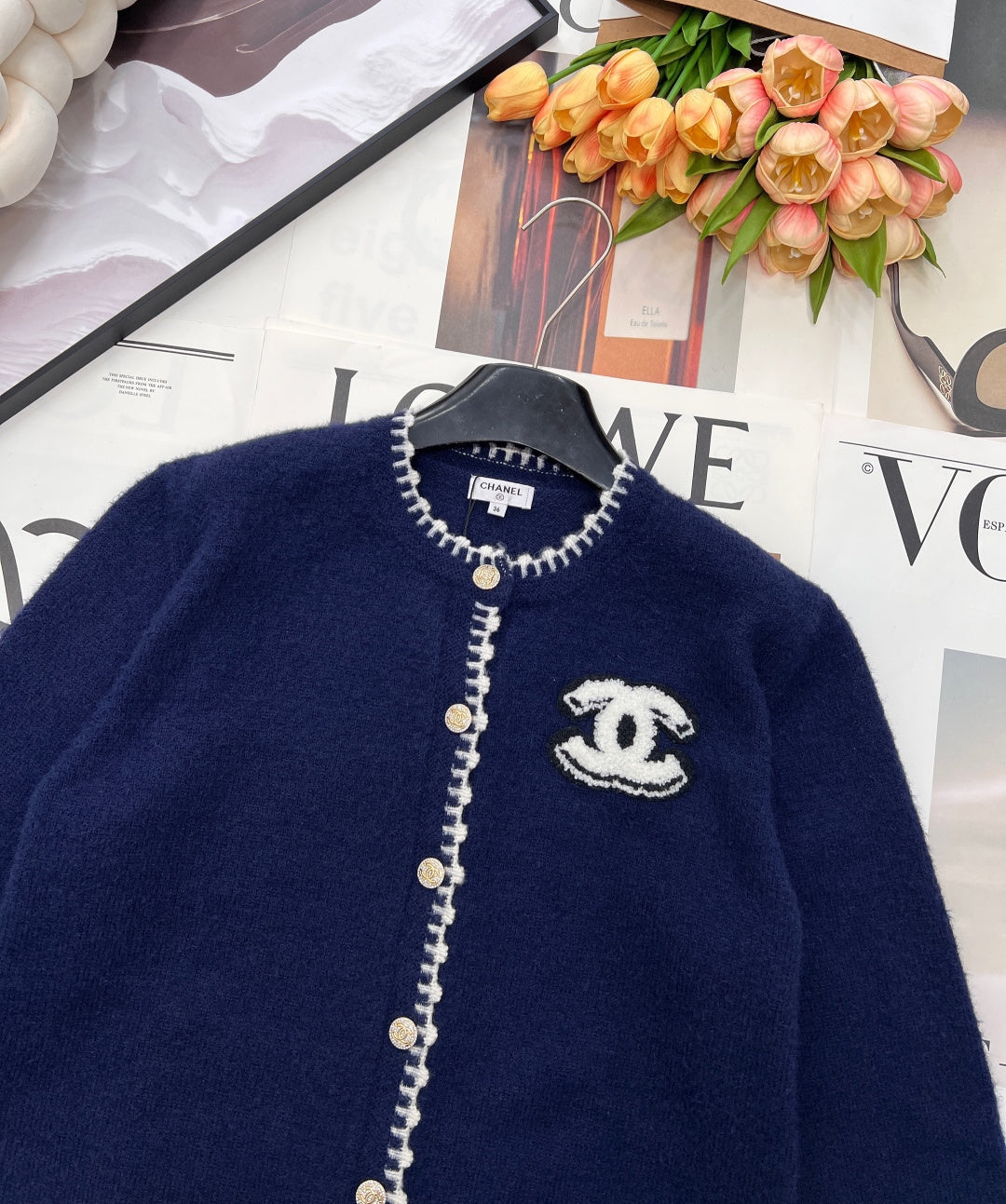 CC 26 Knit Cardigan Navy Blue Wool Cashmere 785151