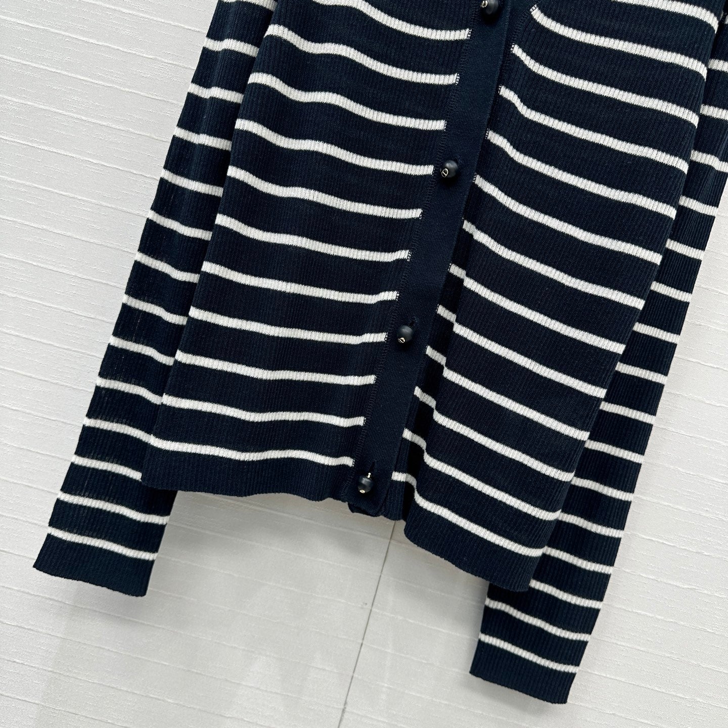 CD 25 Striped Cardigan Black mix White Linen Cashmere