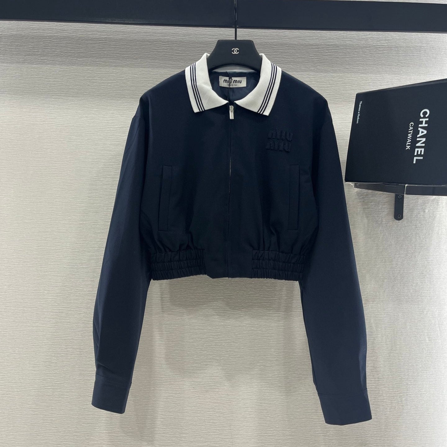 Miu Miu 25 Crop Top Wool Set Navy Blue 283087