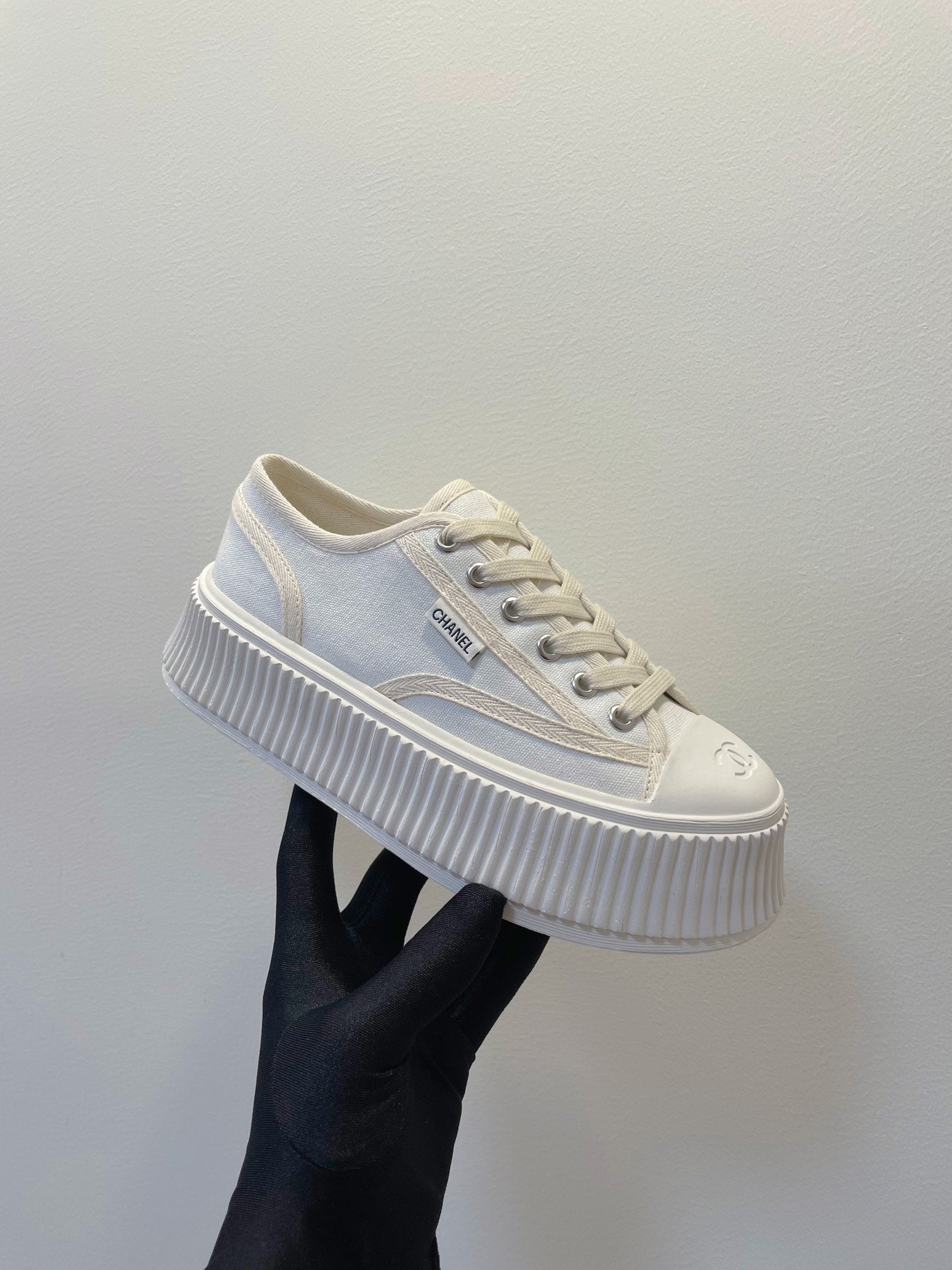 CC Sneaker In White Canvas Fabric 144791