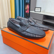 HM Men's Loafer Black Cowhide Fur Lining 524403