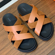 HM Kazimir Sandal Brown Black Suede Calfskin 294039
