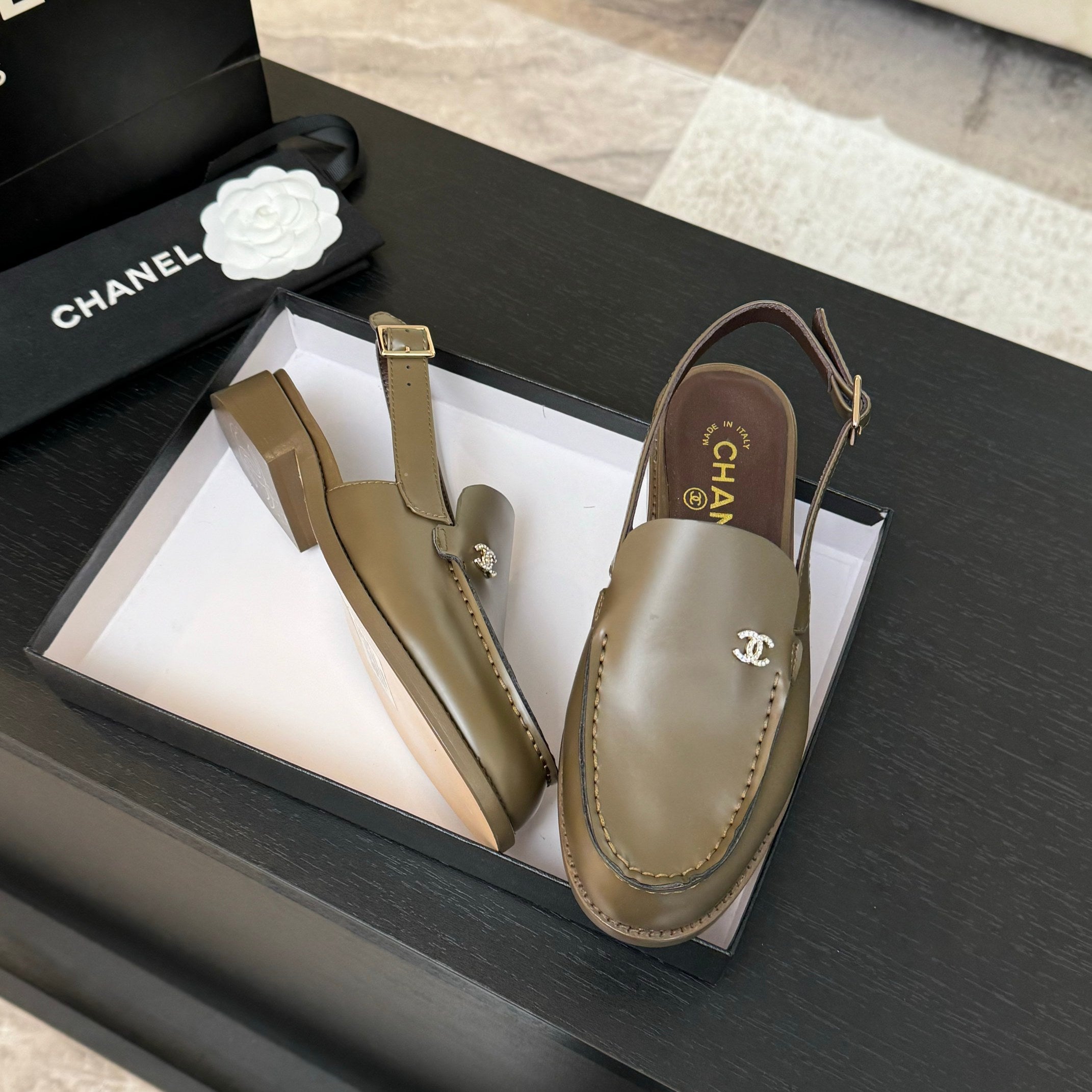 CC 25C Slingback Loafer Bronze Olive Patent Leather