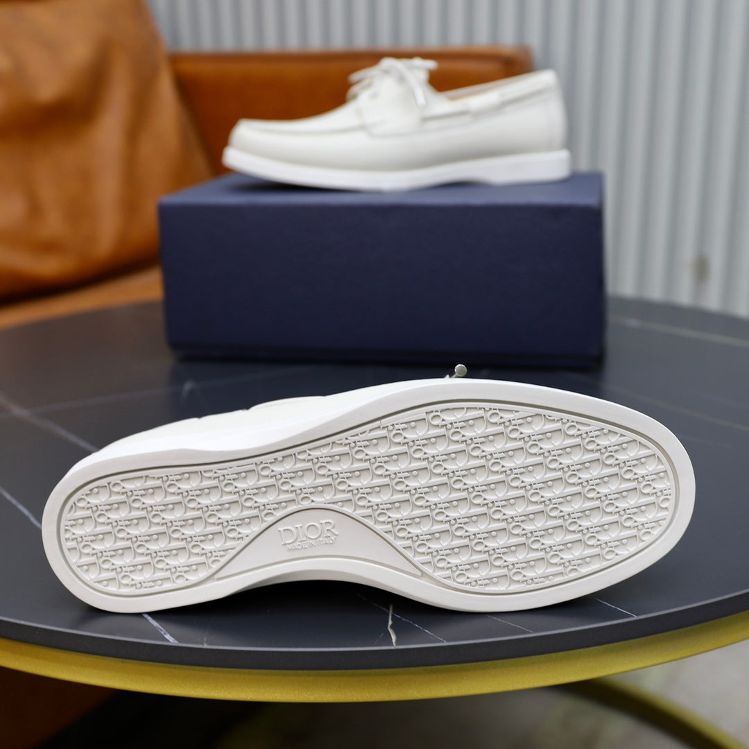 CD GRANVILLE BOAT SHOE WHITE GRAINED CALFSKIN