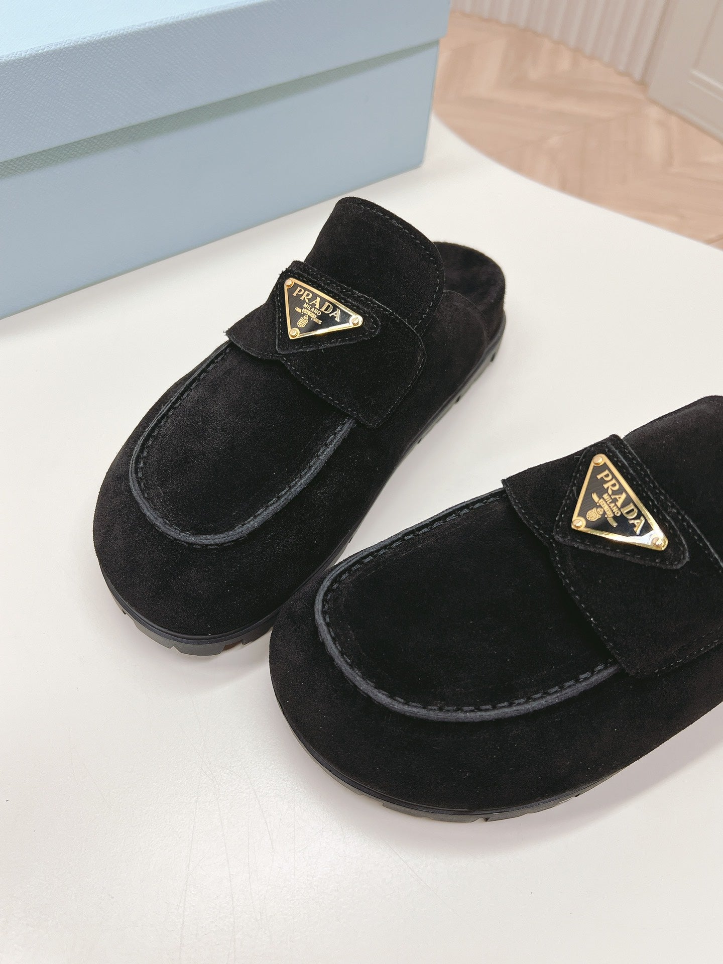 PRA SABOTS MULES BLACK SUEDE