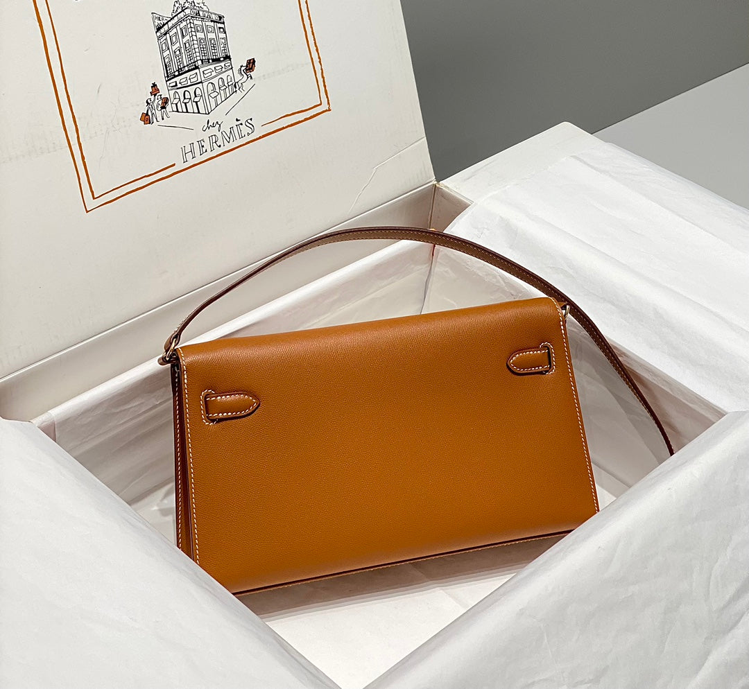 HM Kelly Elan 27cm Gold Leather Ghw